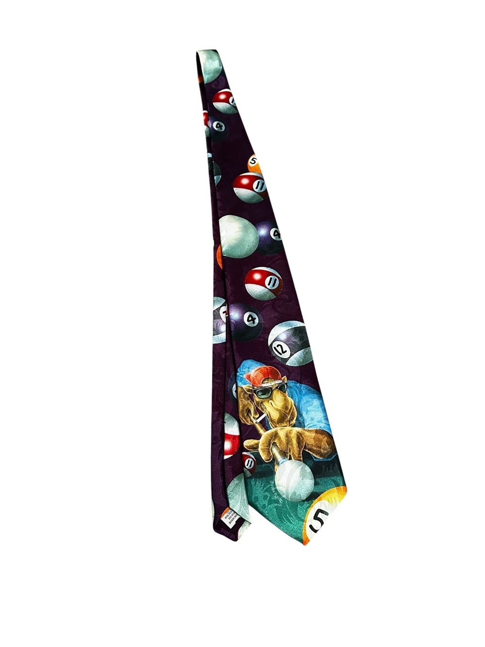 Vintage Joe Camel Smokin Joe Billiards Novelty Print Tie 90s